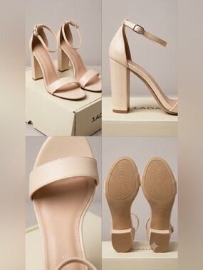 NIB J.Adams Shirley Cream Block Heel Sandals - Size 10